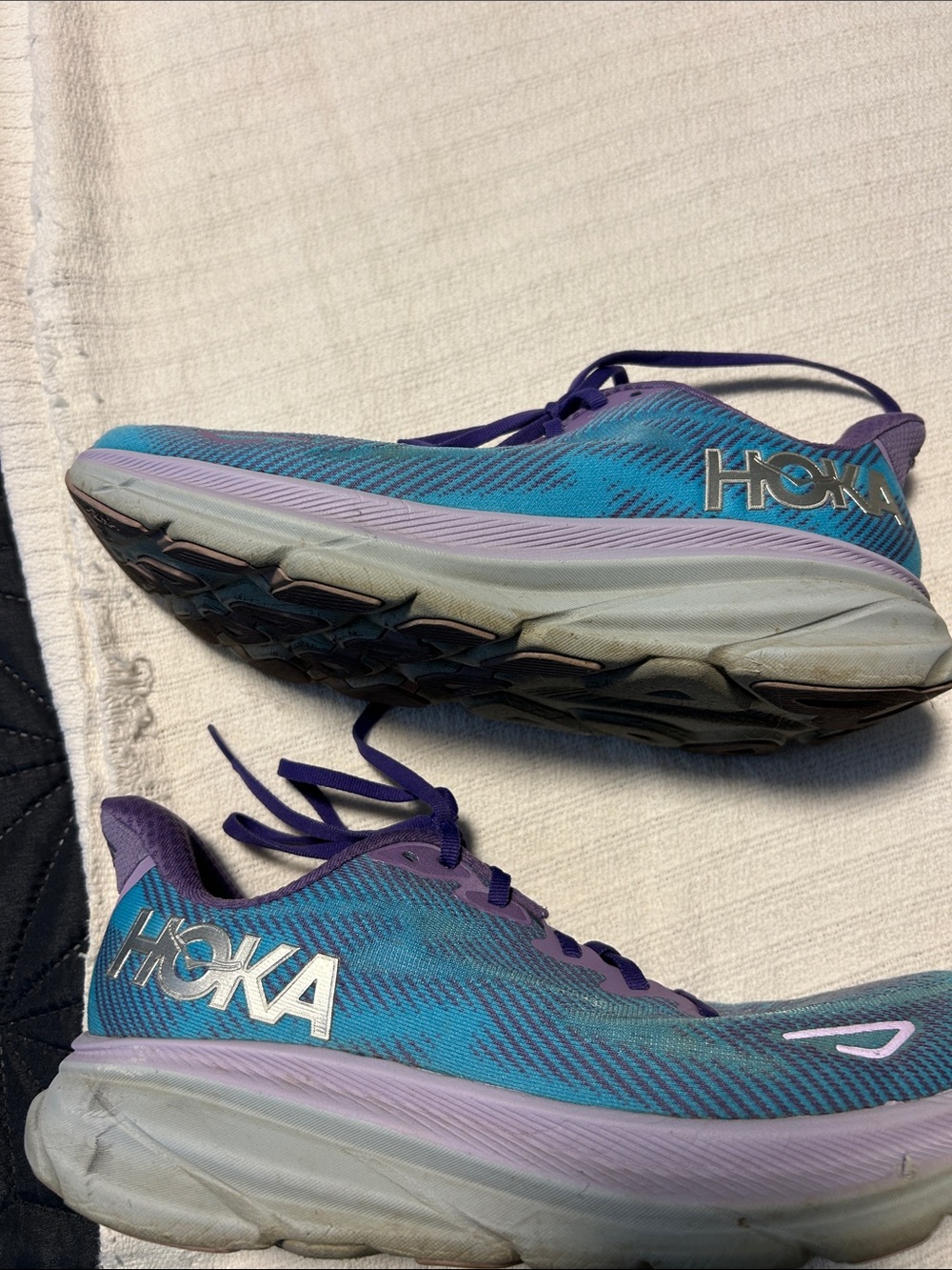 Hoka Clifton 9 Women's Turquoise and Purple Athletic Running Shoes